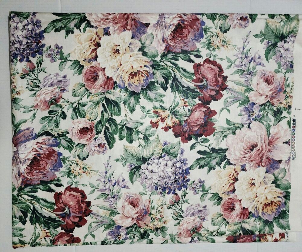 Vintage 1990 Atelier Originals Floral Rose Fabric Screen Print 54" x 4.4 Y